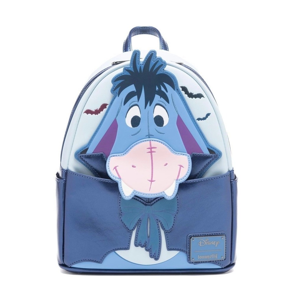 Disney Loungefly Winnie the Pooh Eeyore Vampire Halloween Mini Backpack Blue